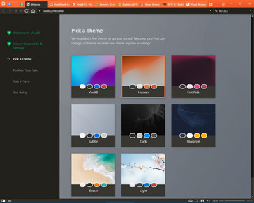Vivaldi 2.0 pick a theme screen (Source: Own)