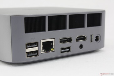 Rear: USB-A 3.2 (10 Gbps), USB-A 2.0 (480 Mbps), RJ-45 (2.5 Gbps), DisplayPort 1.4 (4K@144), USB-A 2.0 (480 Mbps), HDMI 2.1 (4K@120), 3.5 mm headset, USB-C 4.0 w/ DisplayPort + Power Delivery (40 Gbps), AC adapter