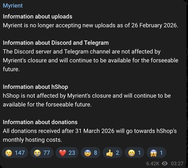 Uploads will to Myrient will no longer be possible.