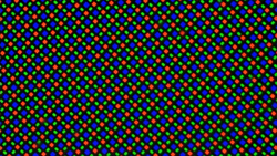 The OLED display is based on an RG/BG sub-pixel matrix consisting of one red, one blue and one green light-emitting diode each