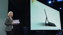 The Surface Pro 7 is unveiled on stage. (Source: Microsoft)