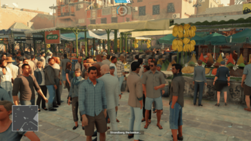 HIVE helps pinpoint the source of sounds, such as this conversation amidst a downtown crowd in Hitman. (Image: own)