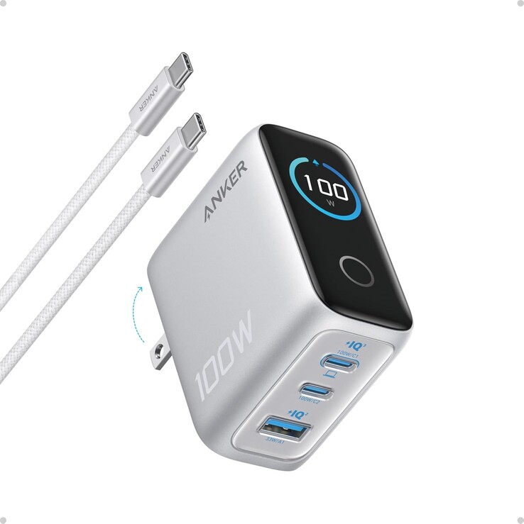 The Anker Charger (100W, 3 Ports, Smart Display). (Image source: Anker)