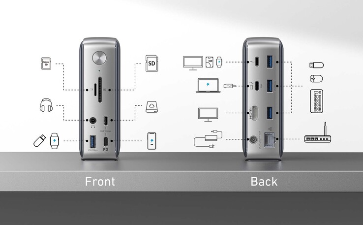 The Anker 577 Thunderbolt Docking Station (13-in-1, Thunderbolt 3). (Image source: Anker)