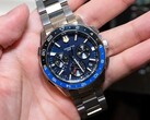 Casio Oceanus OCW-P3000 blue watch shown from the front, highlighting its detailed dial and two-tone ceramic bezel.