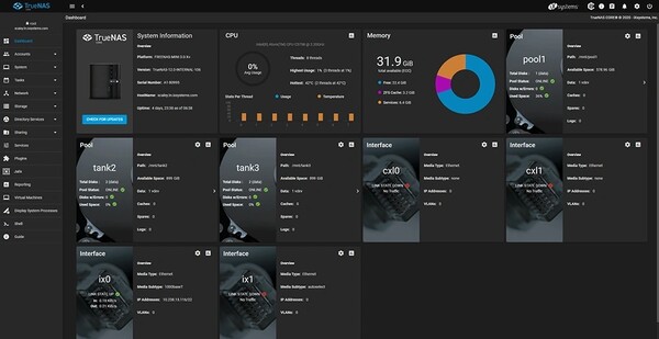 TrueNAS has a beautiful web interface for managing and monitoring the status of your NAS. (Source: TrueNas)