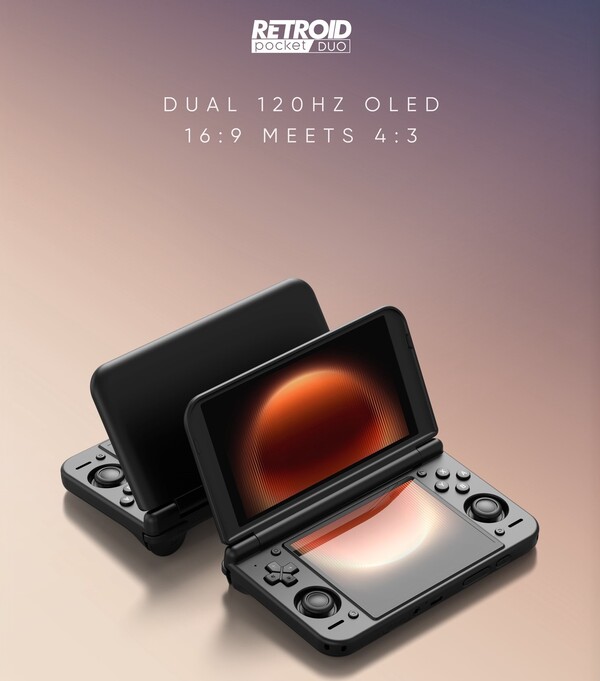 The Retroid Pocket Duo has dual 120Hz displays.