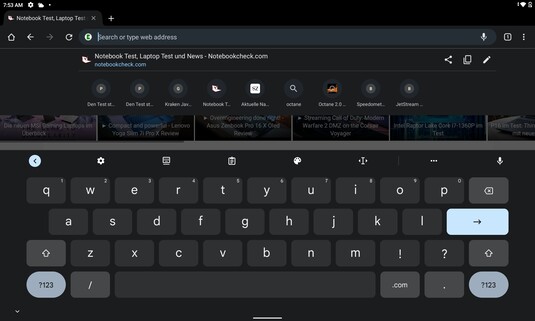 Keyboard in landscape mode