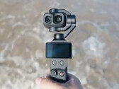 A close-up of the DJI Osmo Pocket 4P with its two camera lenses.