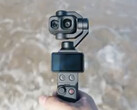 A close-up of the DJI Osmo Pocket 4P with its two camera lenses.