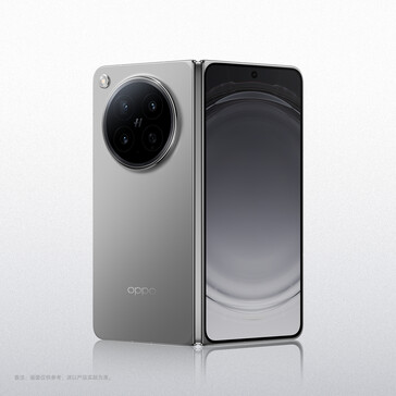 The Oppo Find N6 in Original Titanium colorway.