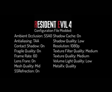 Resident Evil 4 graphics settings used for the iPhone 18 Pro Max and iPhone 17 Pro Max gaming test.