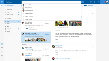 Upgraded search and attachment previews. (Source: Microsoft)