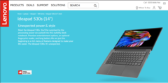 Screenshot of the product page on Lenovo's european site.