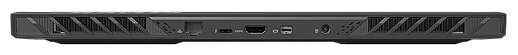Back: Gigabit Ethernet (2.5 GBit/s), Thunderbolt 4 (USB-C; Power Delivery), HDMI 2.1, Mini Displayport 1.4, power connection