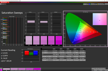 CalMAN saturation (target color space: sRGB), color profile: Normal