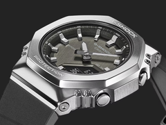 The Casio G-Shock GMS2110-1A1 with a metal bezel, pictured against a dark background. (Image source: Casio)
