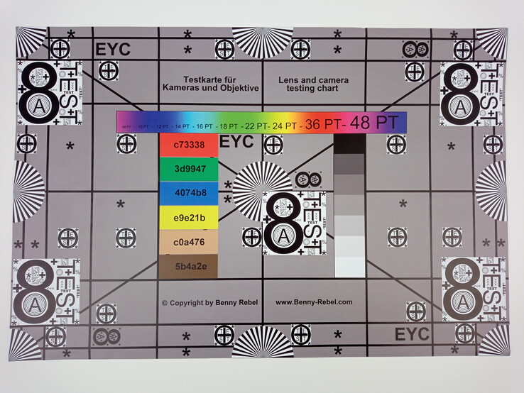 A photo of our test chart