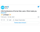 Intel's anti-Apple marketing campaign on social media has backfired (Image: Intel / Twitter)