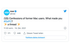 Intel&#039;s anti-Apple marketing campaign on social media has backfired (Image: Intel / Twitter)