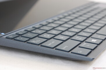Keyboard is pushed all the way to the front edge which can take some getting used to