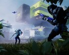 A squad of Runners navigates a high-contrast industrial zone, illustrating the focus on team cohesion and the new C.A.R.R.I. progression system introduced in update 1.0.6.