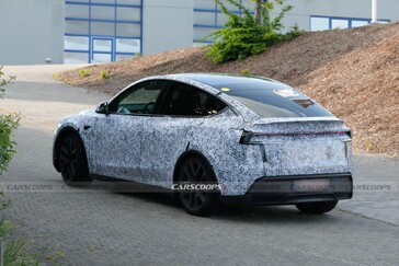 New 2026 Tesla Model Y Performance testing at the Nürburgring racetrack in Germany.