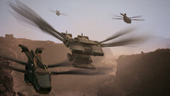 Ornithopters soar above the desert in Funcom&#039;s survival MMO Dune: Awakening (Image source: Funcom press assets)