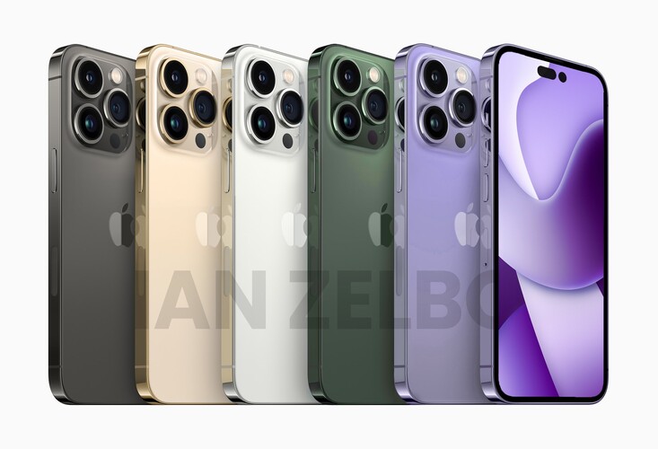 Apple iPhone 14 Pro/Pro Max colors. (Image source: @ianzelbo)