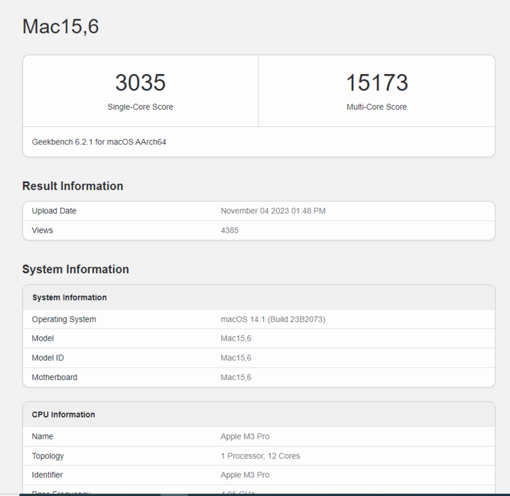 M3 Pro is only 6% faster than M2 Pro in Geekbench 6 multi-core CPU test. (Source: Geekbench)