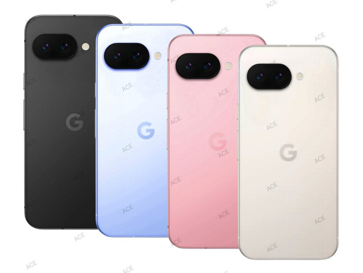 An approximation of the Pixel 9a in its four launch colour options. (Image source: @ACE100xd)