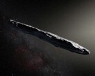 Illustration of the first interstellar asteroid ever discovered, 1I/ʻOumuamua. (Image source: ESO, M. Kornmesser)