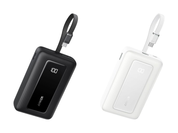 The black (left) and white (right) versions of the Anker Zolo Power Bank (20K, 45W). (Image source: Anker)