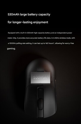 Claimed battery life of Xiaomi Gaming Mouse 2 (machine translated)