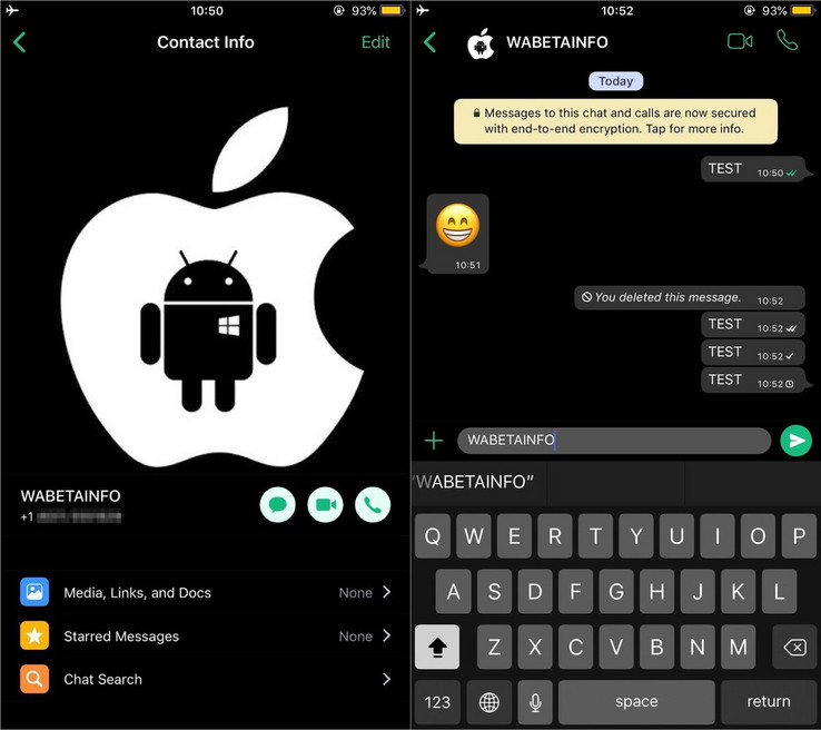 The Twitter user also worked up a concept of how the WhatsApp dark mode might look. (Source: Twitter)