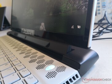 The optional Tobii eye-tracking camera is along the bottom bezel