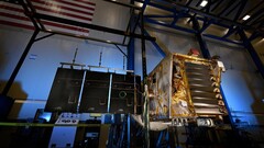 Lunar Trailblazer sitting in a room at Lockheed Martin Space in Colorado during testing (Image source: Lockheed Martin Space)