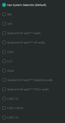 available audio codecs for Bluetooth