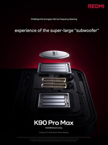 The independent woofer of the Redmi K90 Pro Max (Image source: Xiaomi - machine translated)
