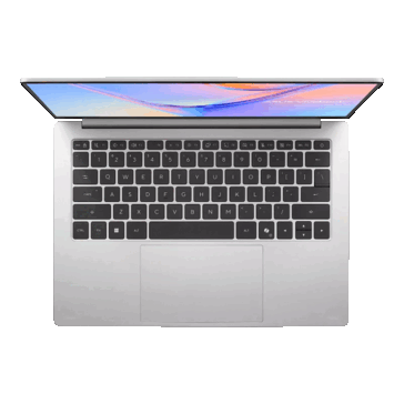 Asus Vivobook S14 shown from above with its keyboard and touchpad
