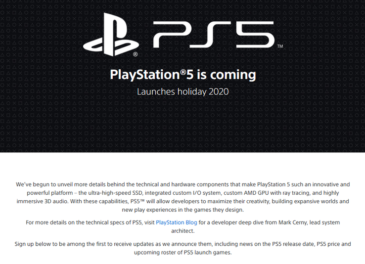 PlayStation 5 landing page update. (Image source: Sony)
