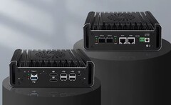 The Topton X4H-XL mini PC boasts dual 10 gigabit SFP+ optical ports. (Image source: Liliputing)