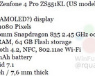 Asus ZenFone 4 Pro ZS551KL leaked specs