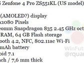 Asus ZenFone 4 Pro ZS551KL leaked specs