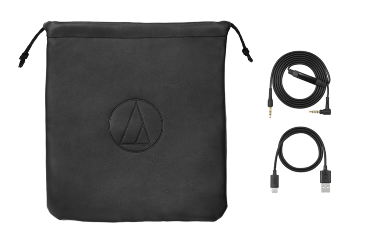 The Audio-Technica ATH-AL5NC comes with a carry pouch, a charging cable, and an audio cable.