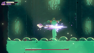 An image from the game Constance showing a boss fight. (Image source: Steam)