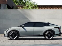 A Kia EV4 parked in front of a building (Image source: Hyundai Motor Group via Unsplash)