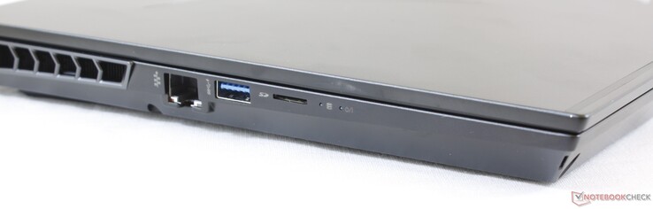 Left: Gigabit RJ-45, USB 3.1 w/ PowerShare, MicroSD reader