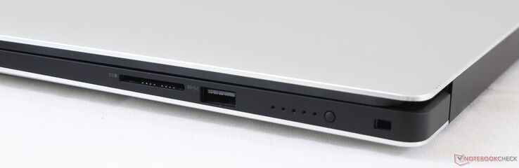 Right: SD reader, USB 3.1 Gen. 1, Battery indicator, Noble Lock