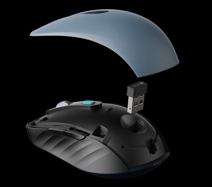 The Keychron BM25 has a magnetic top plate that covers the dongle storage. (Image source: Keychron)